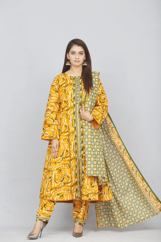 Printed Frock Lawn 3PC