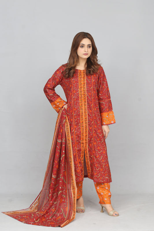 Printed Frock Lawn 3PC