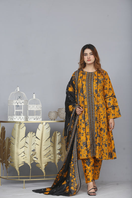 Printed Frock Lawn 3PC