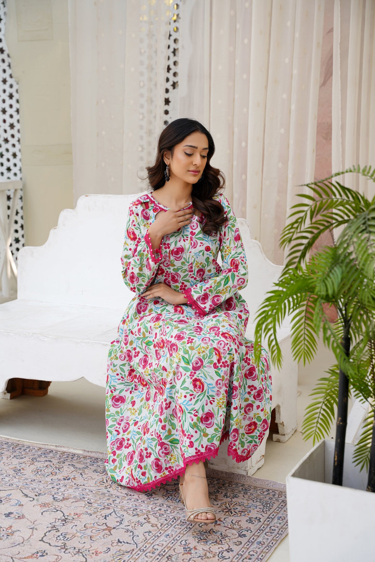 White Pink Floral – Mirari | Frock