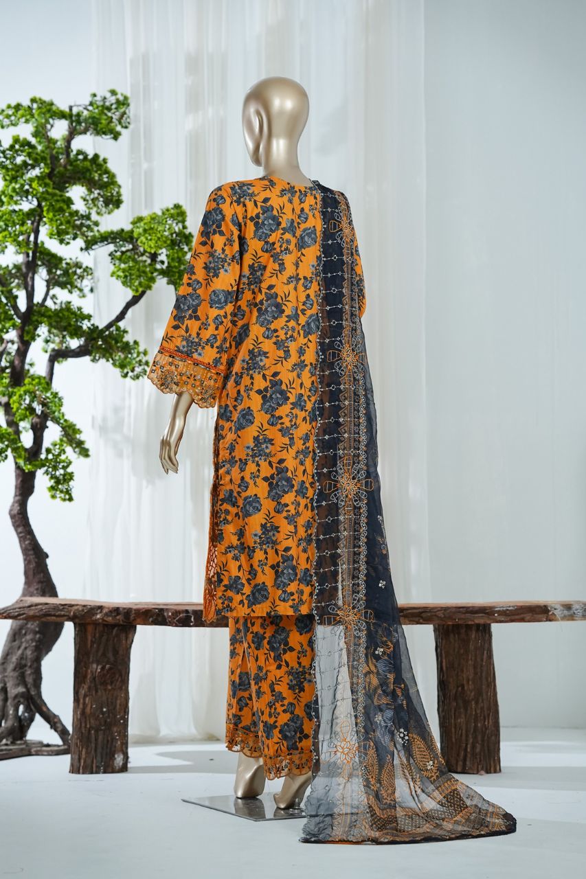 Bin Saeed Laserkari Emb Lawn 3PC