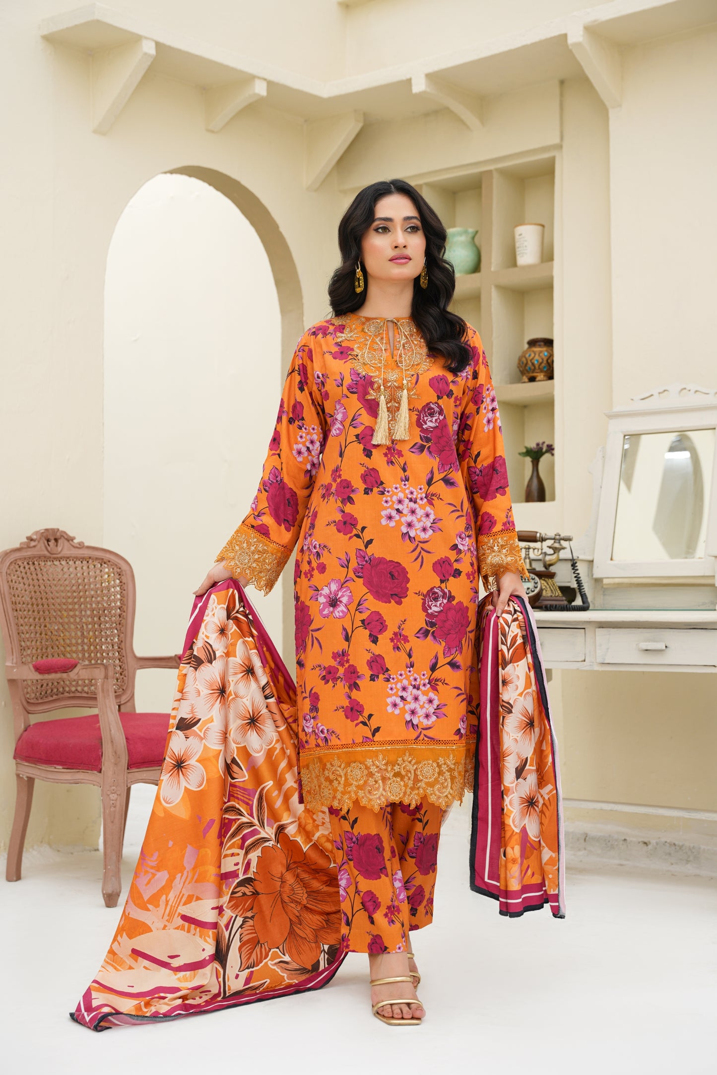 Embroidered Linen 3PC