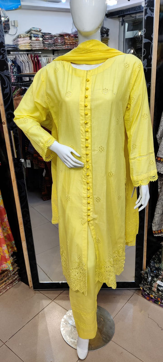 Mirari 3-Piece All over Chikenkari Embroidered Lawn Collection