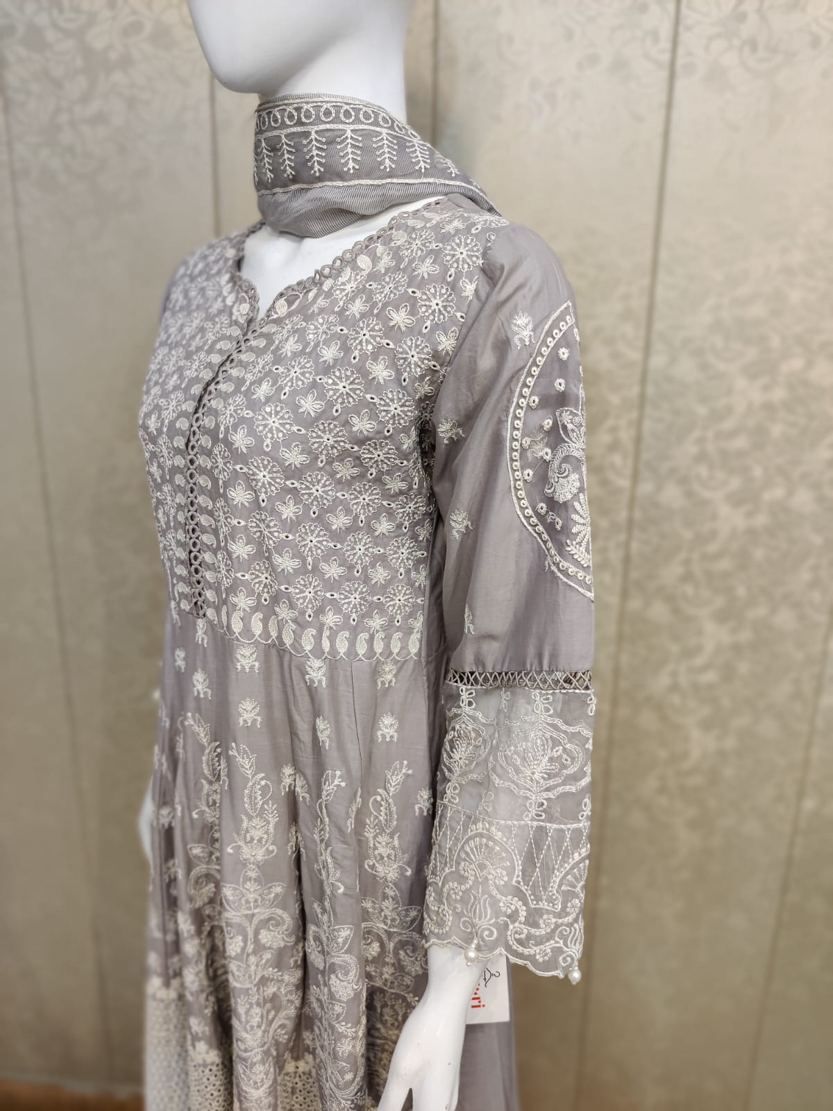 AR Emb Cotton Lawn Frock-3PC