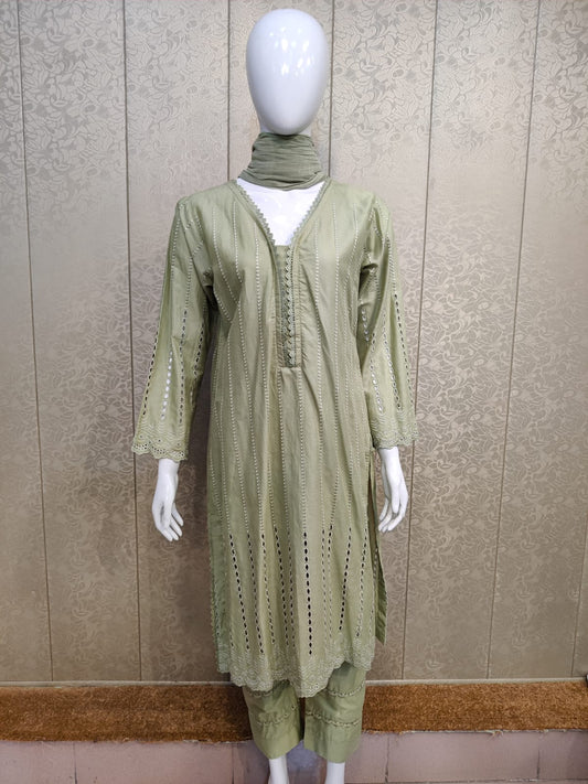 Mirari 3-Piece All over Chikenkari Embroidered Lawn Collection