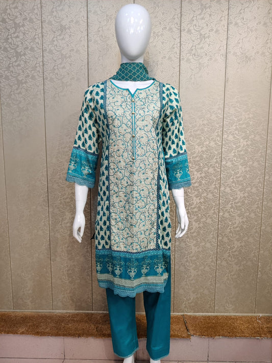 Mirari 3-Pcs Embroidered Shirt With Chiffone Dupatta
