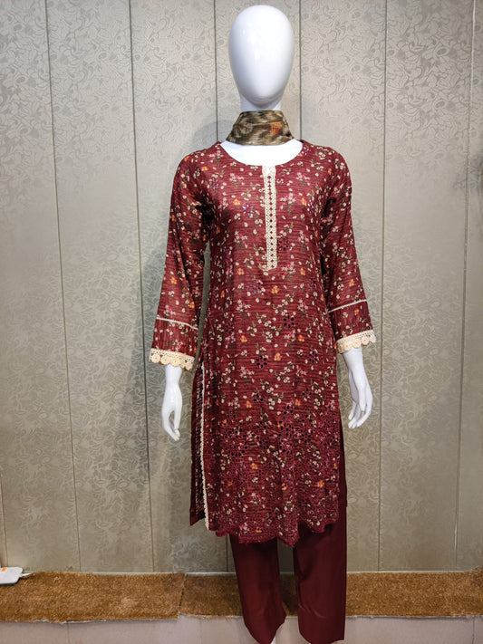 Mirari 3-Pcs Embroidered Chickenkari Lawn