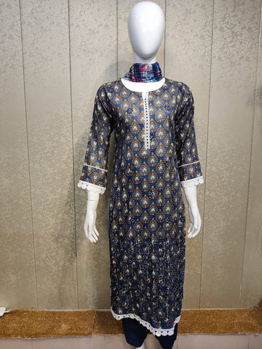 Mirari 3-Pcs Embroidered Chickenkari Lawn