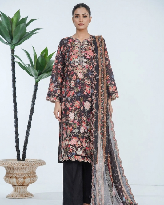Bin Saeed Laserkari Emb Lawn 3PC