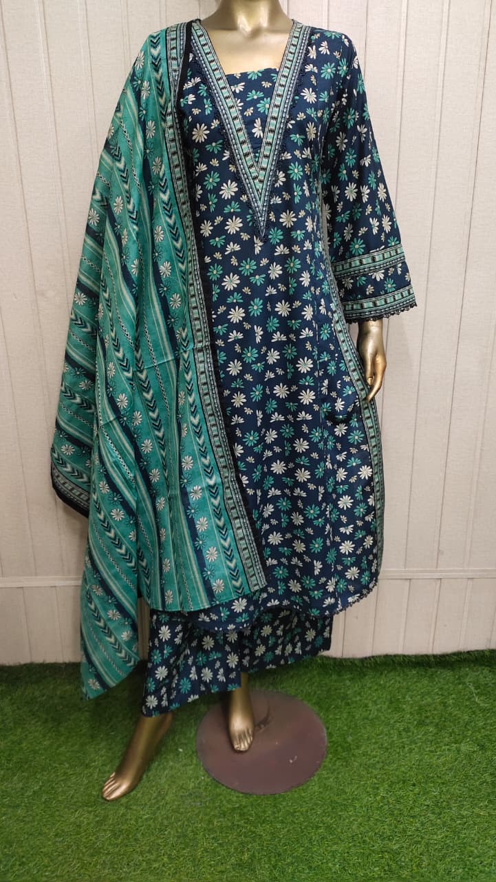 Bin Saeed Digital Printed Lawn With Airline Long Shirt 3PC