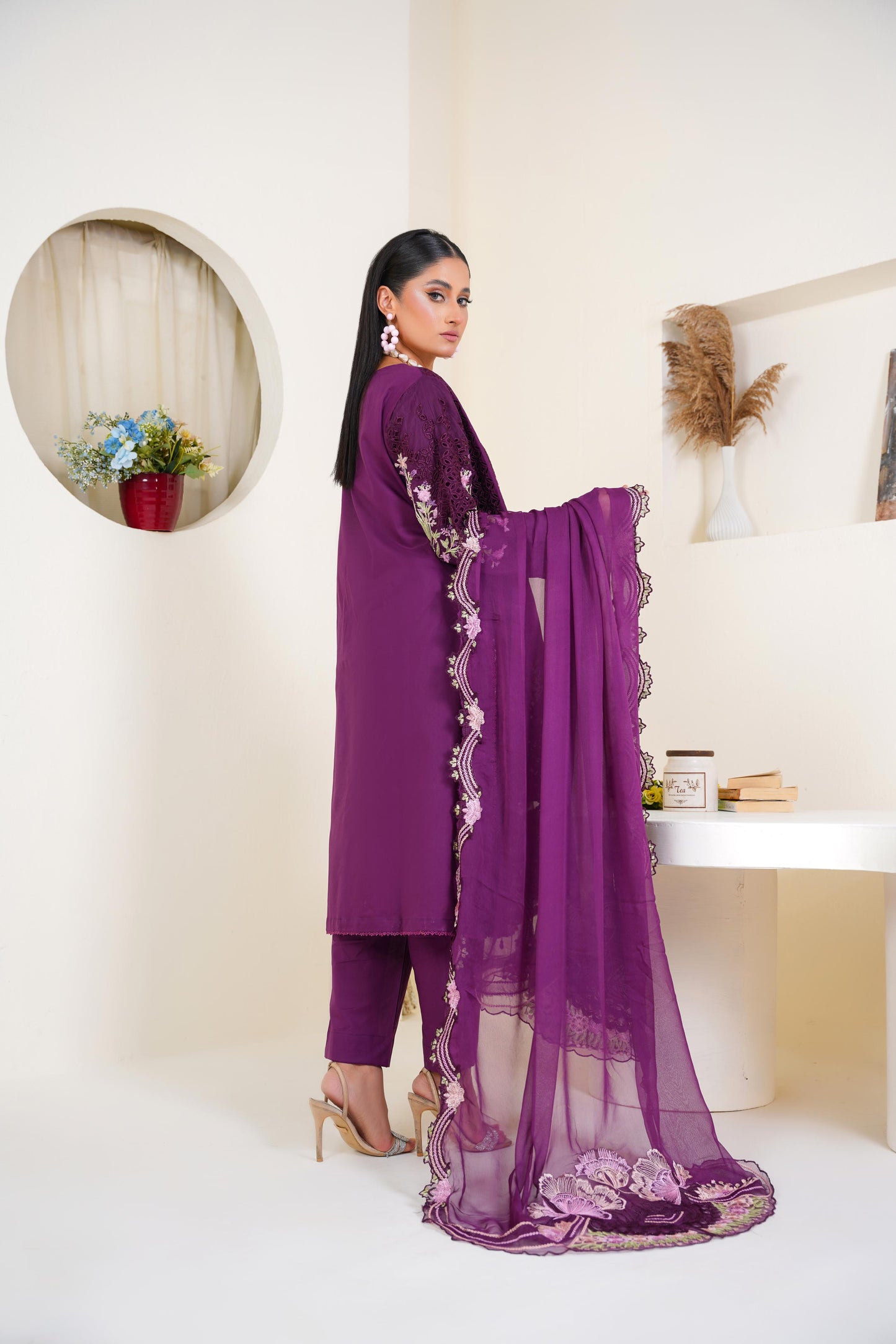 Plum Bloom – Festive Embroidered Lawn