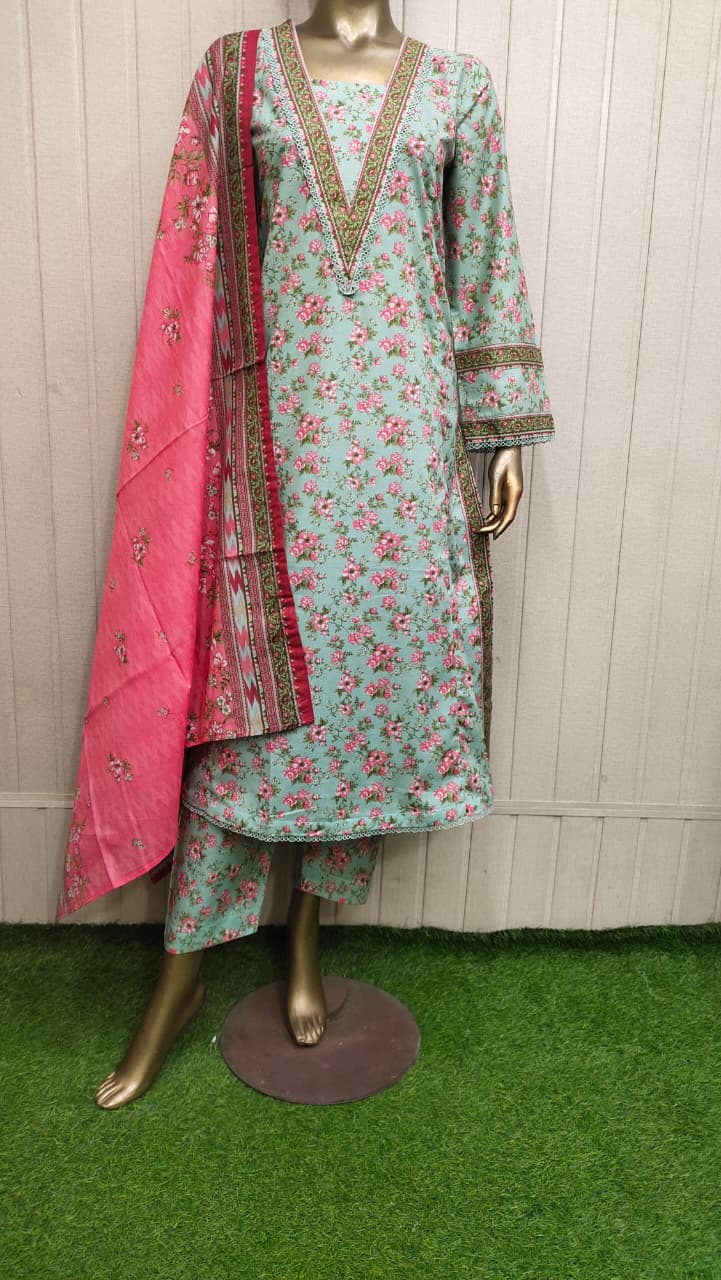 Bin Saeed Digital Printed Lawn With Airline Long Shirt 3PC