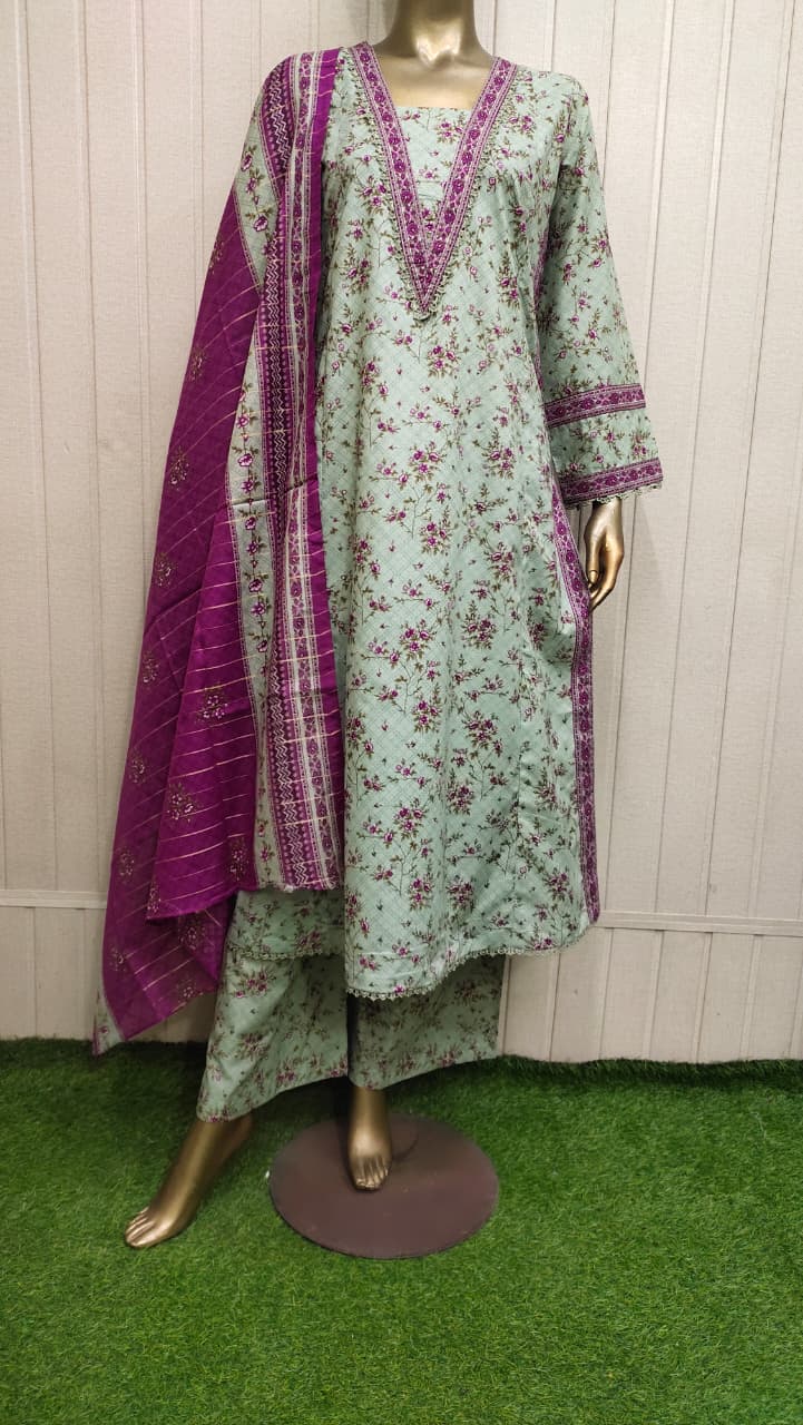 Bin Saeed Digital Printed Lawn With Airline Long Shirt 3PC