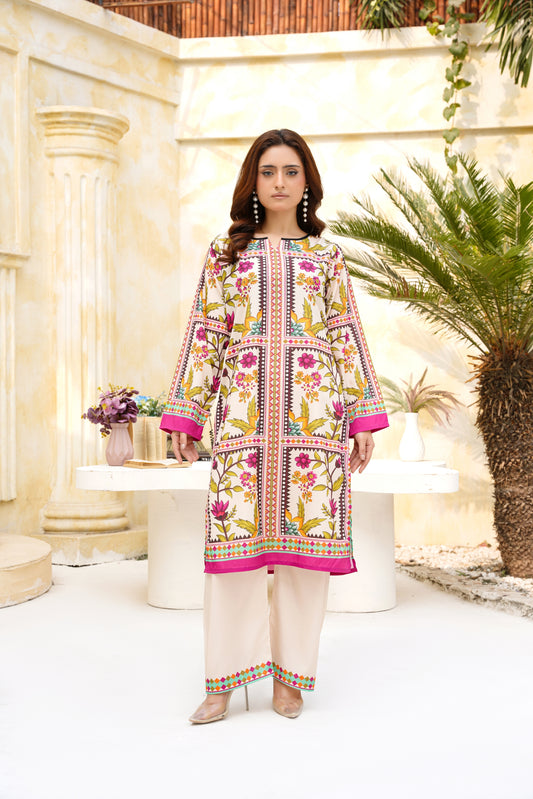 Cream Mosaic Garden Silk – 2 Piece