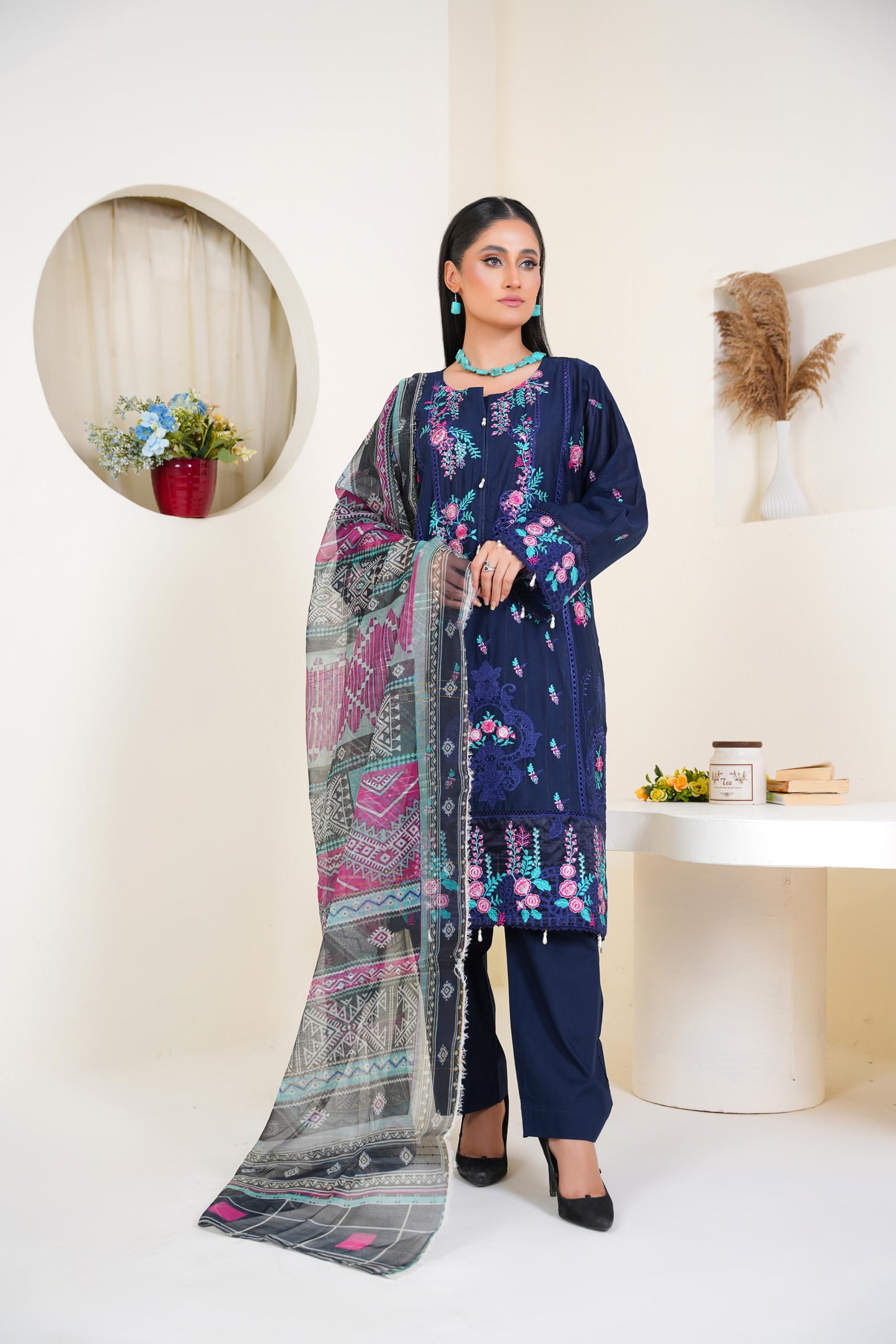 Zeen Midnight Folk – Navy Embroidered Suit