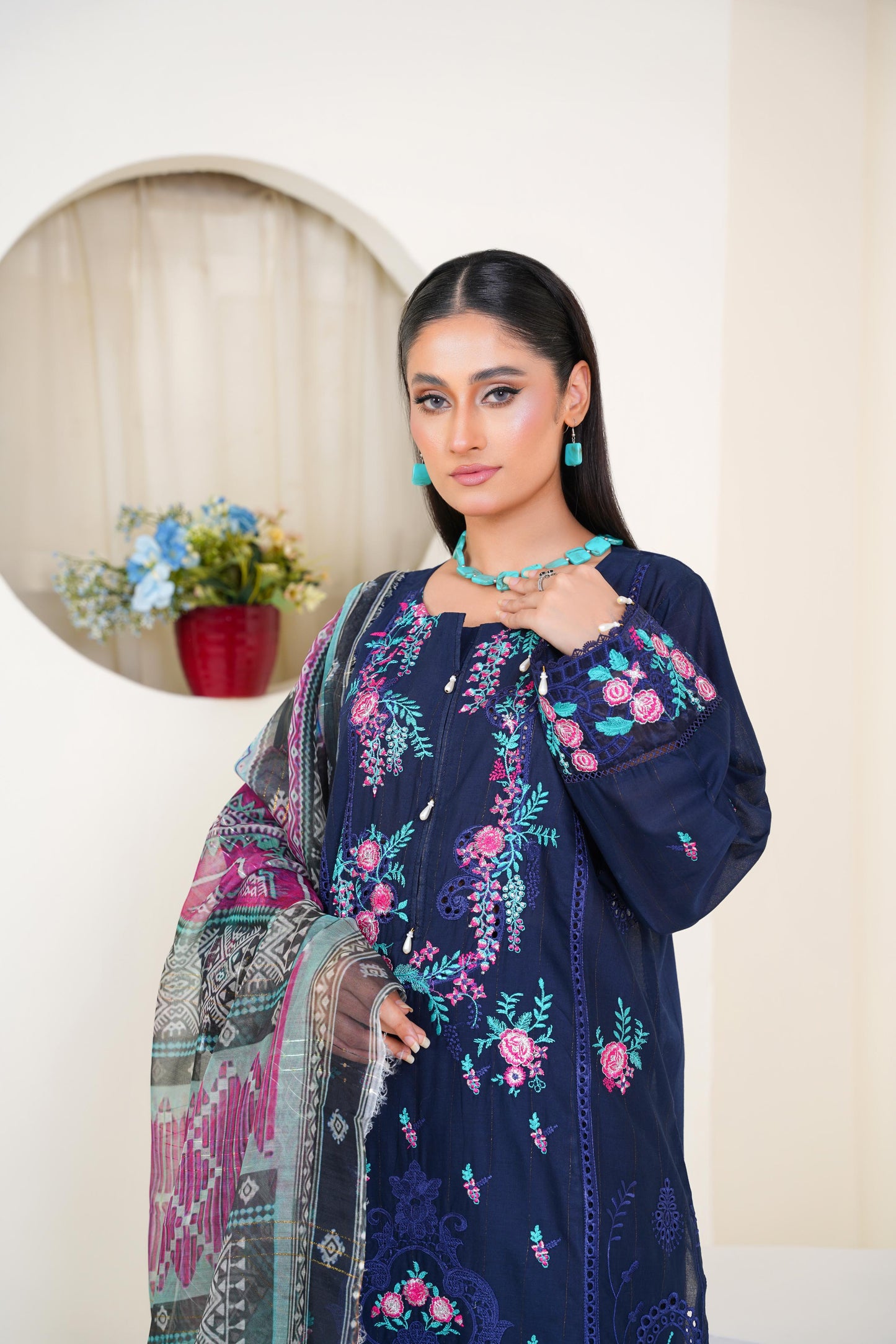 Zeen Midnight Folk – Navy Embroidered Suit