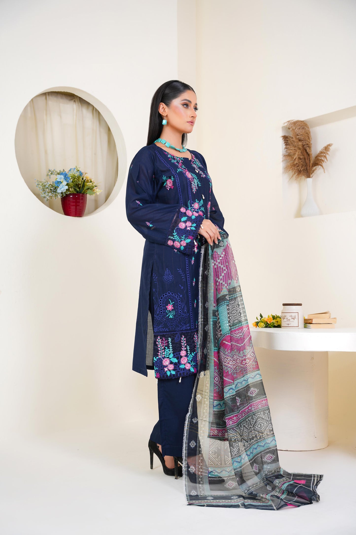 Zeen Midnight Folk – Navy Embroidered Suit
