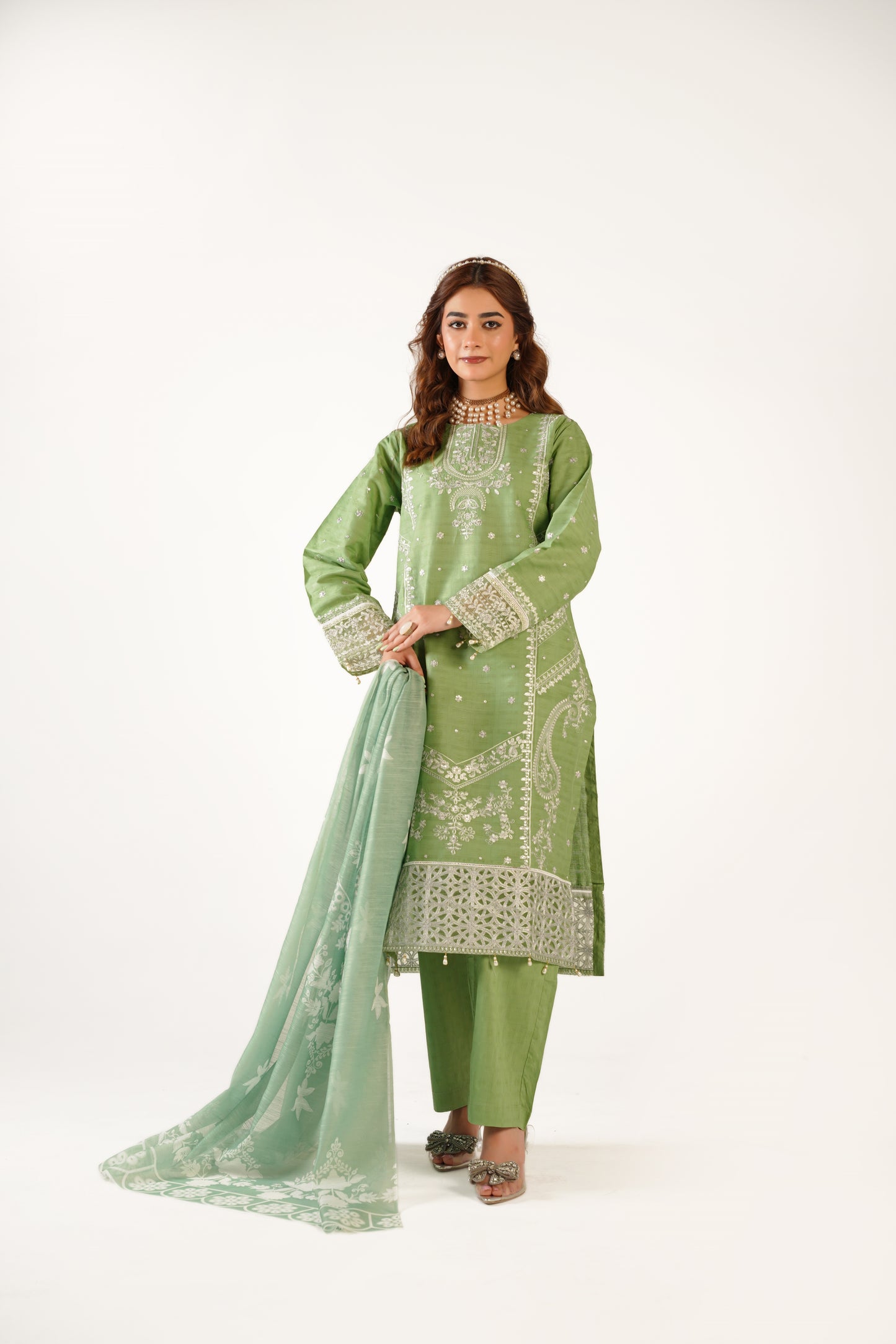 Maria B Fancy Jacquard Cotton Emb 3PC