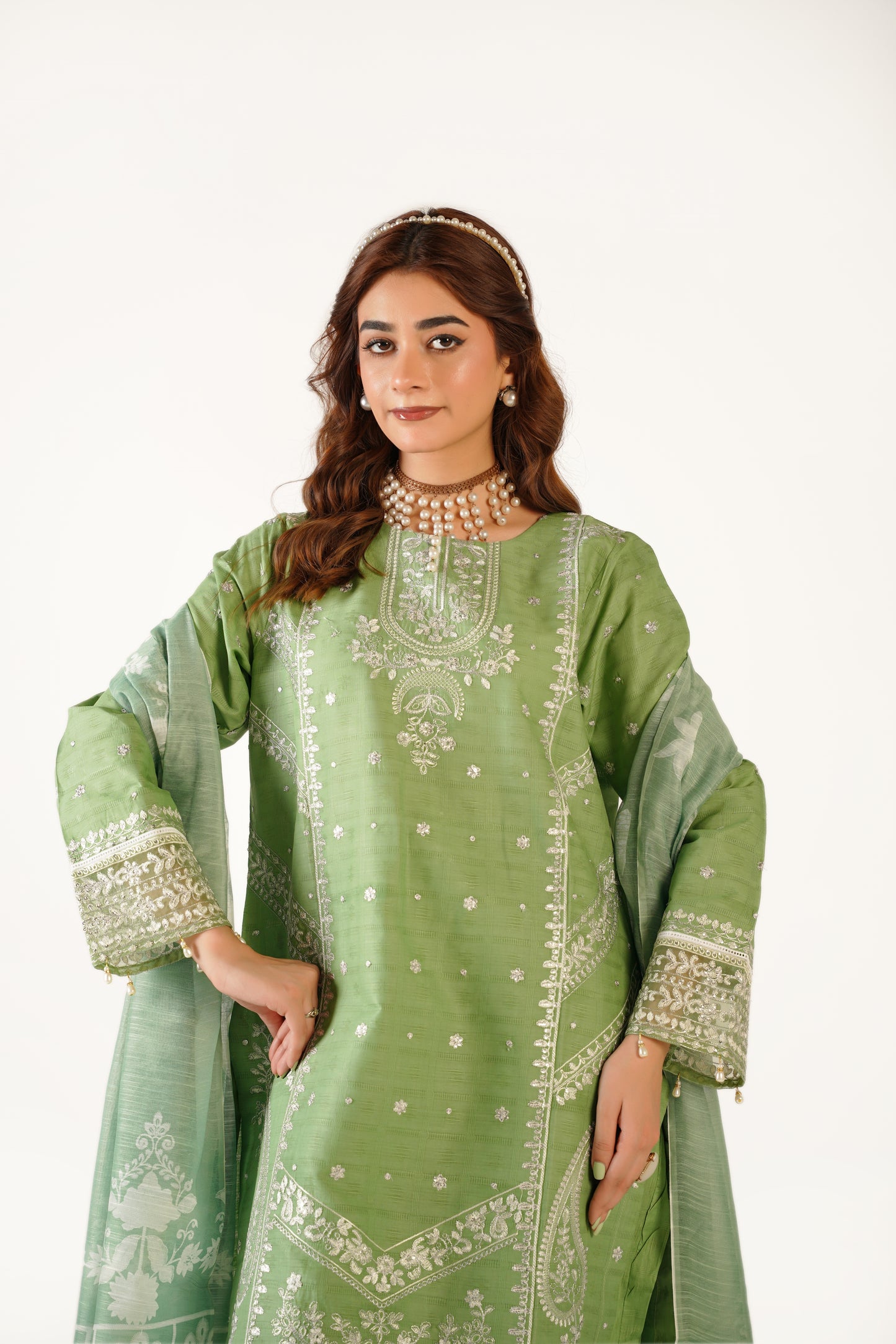 Maria B Fancy Jacquard Cotton Emb 3PC