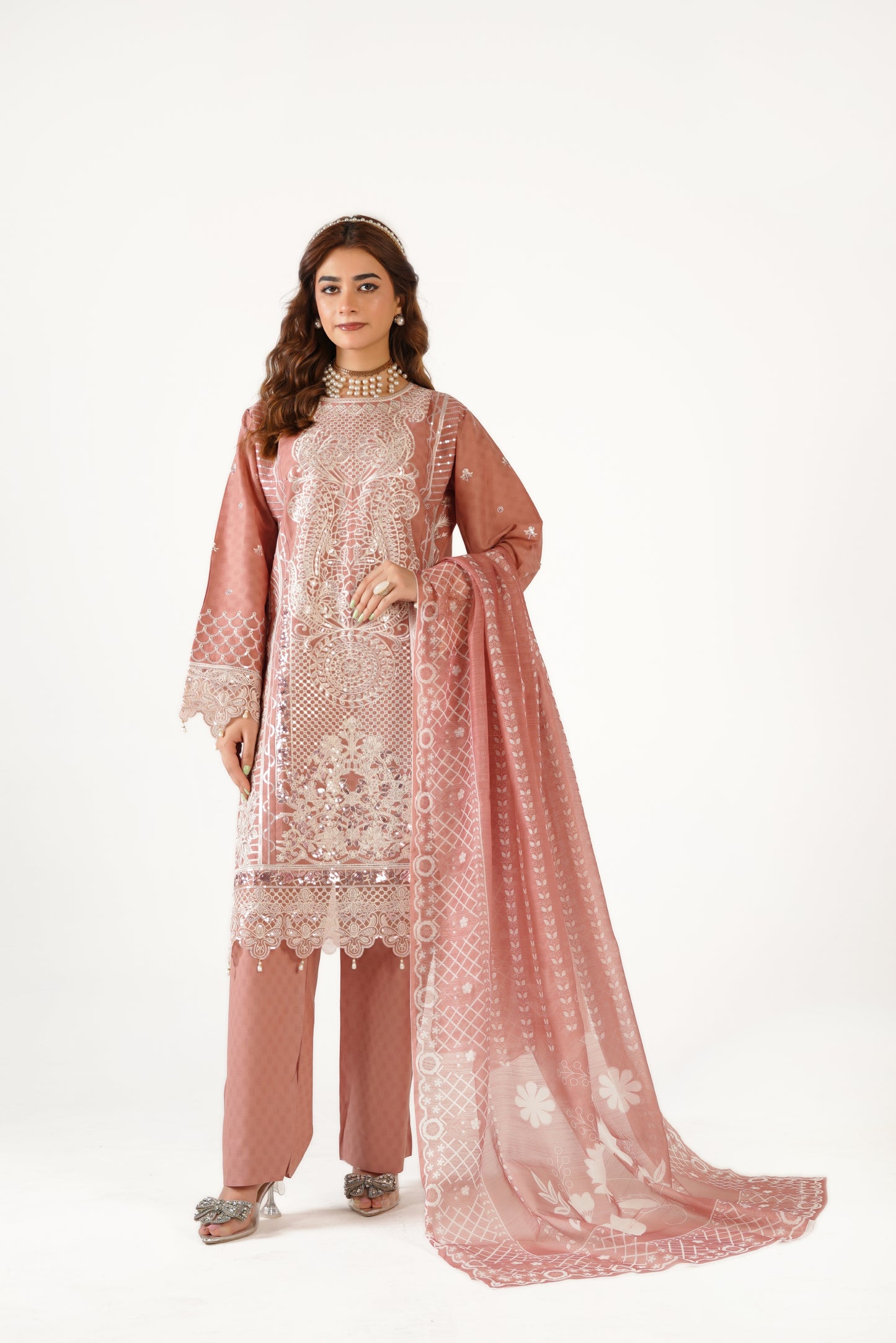 Maria B Fancy Jacquard Cotton Emb 3PC