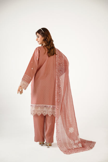 Maria B Fancy Jacquard Cotton Emb 3PC