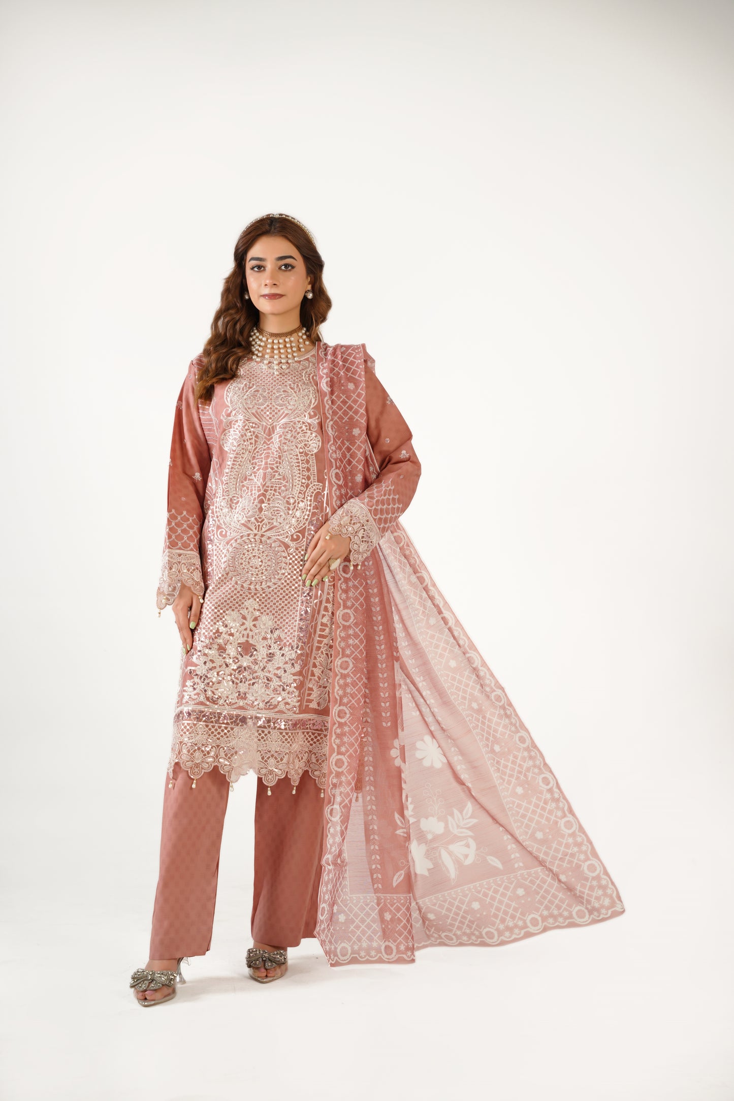 Maria B Fancy Jacquard Cotton Emb 3PC