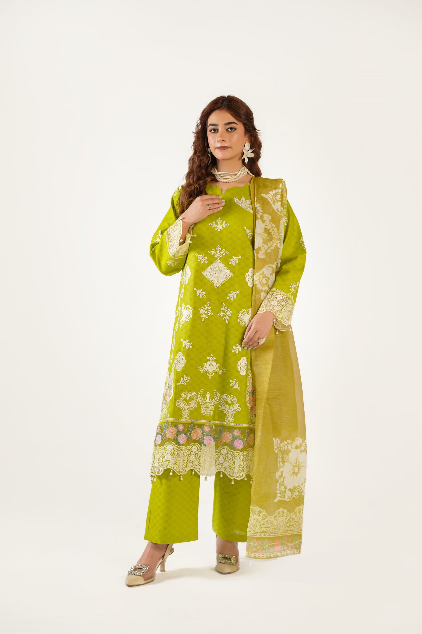Sapphire Fancy Jacquard Cotton Emb 3PC