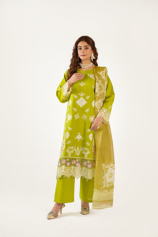 Sapphire Fancy Jacquard Cotton Emb 3PC