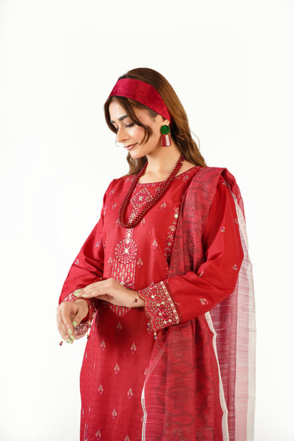 Sapphire Fancy Jacquard Cotton Emb 3PC