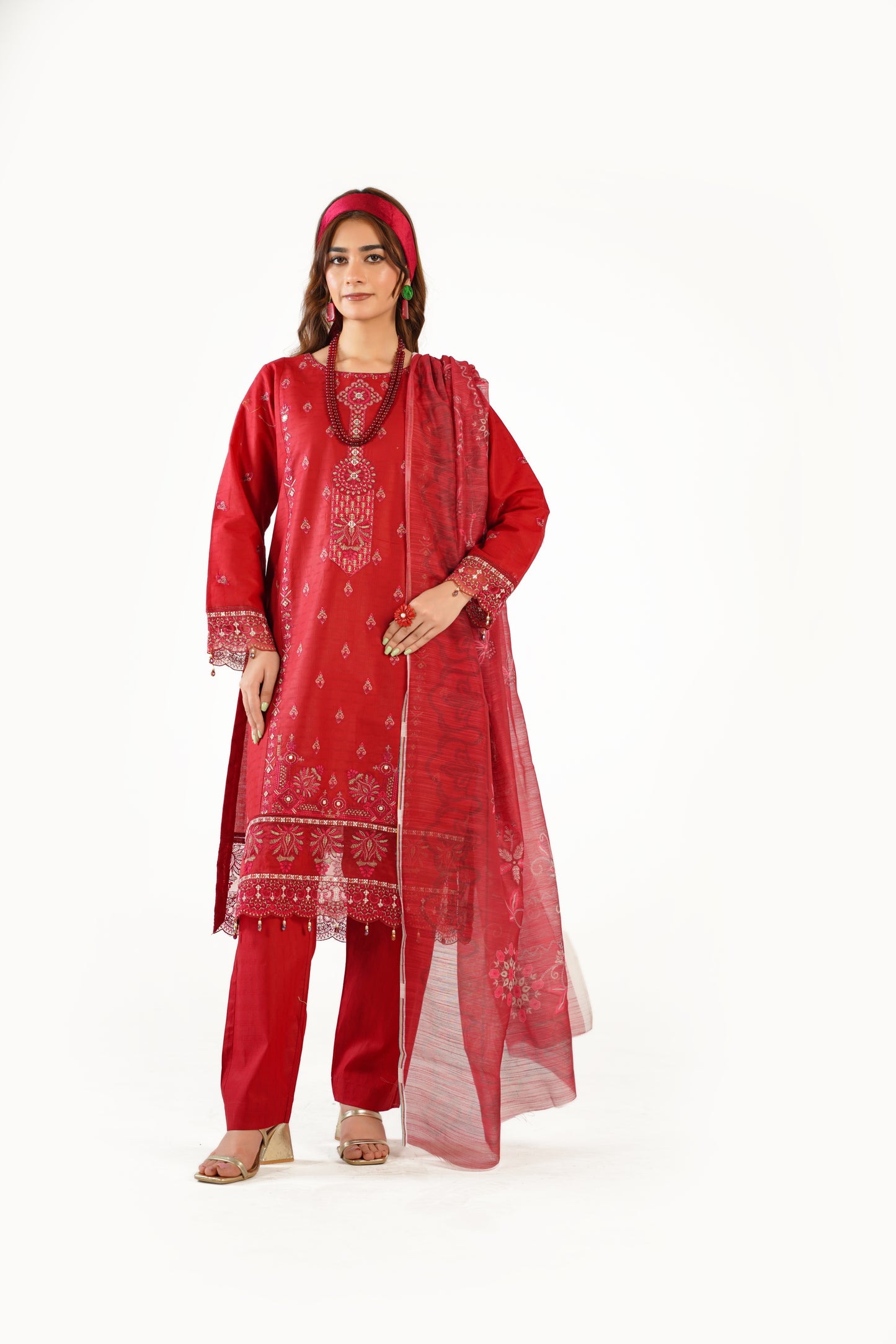Sapphire Fancy Jacquard Cotton Emb 3PC