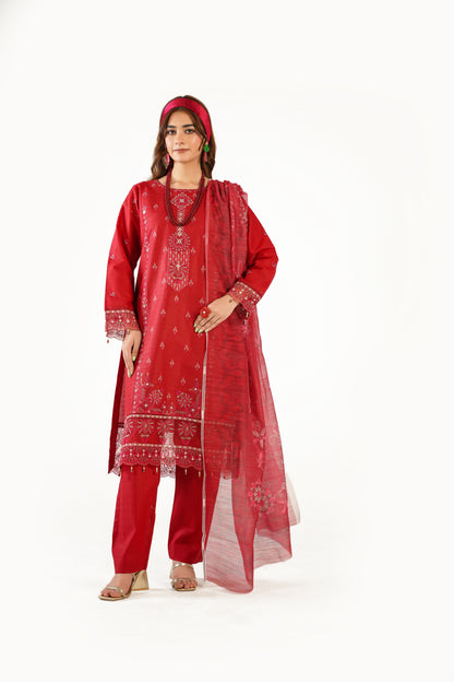 Sapphire Fancy Jacquard Cotton Emb 3PC