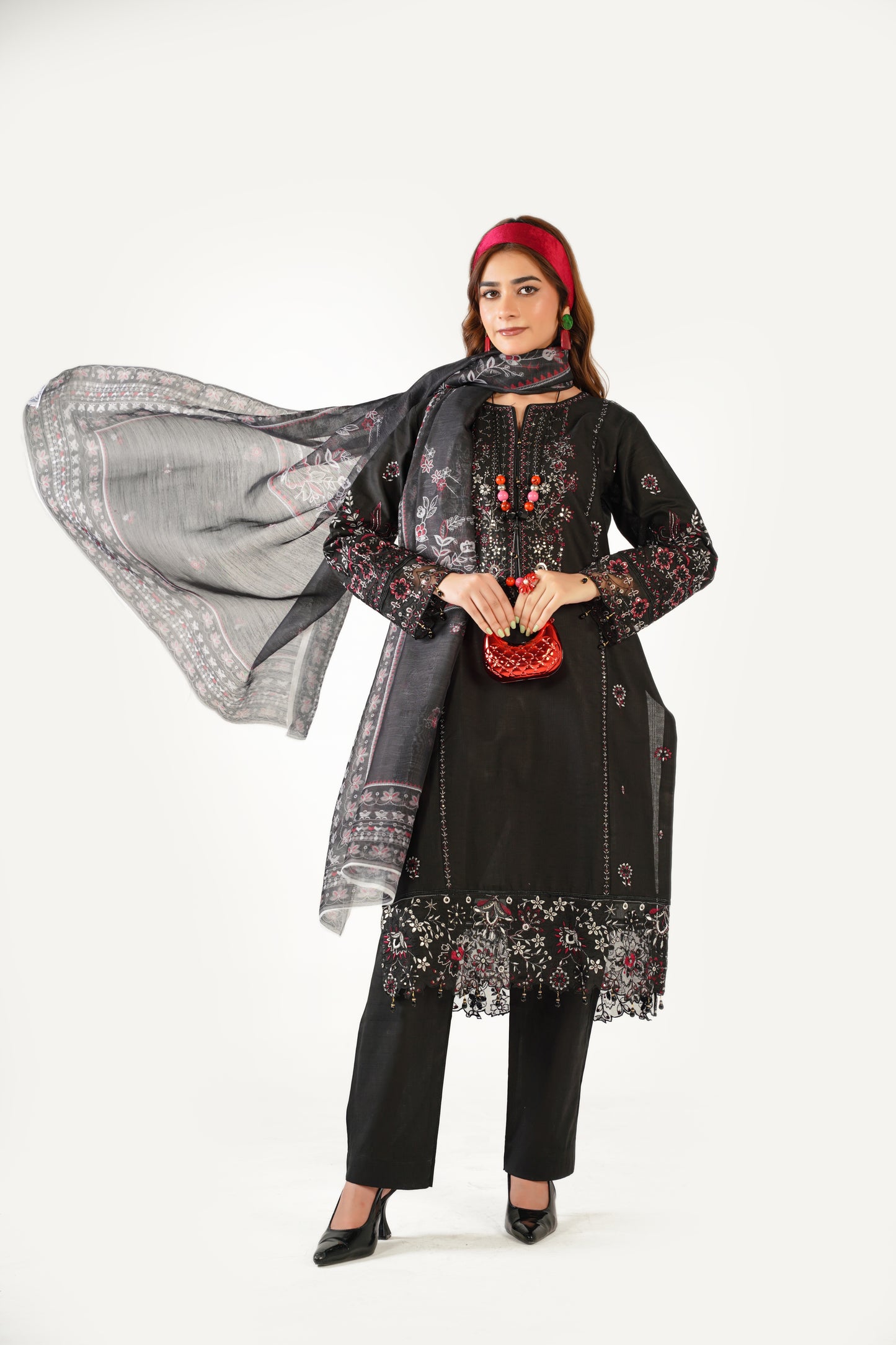 Maria B Fancy Jacquard Cotton Emb 3PC
