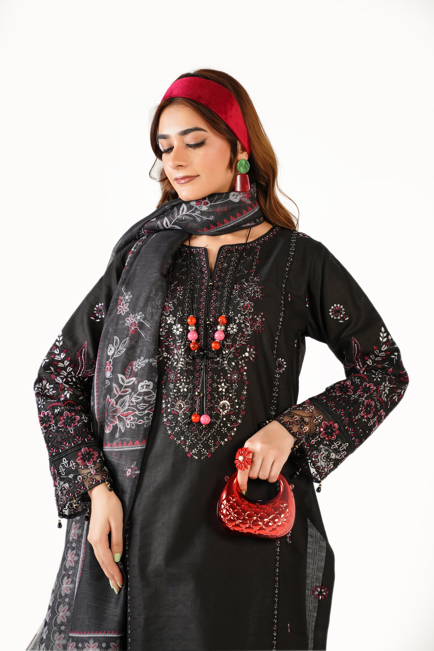 Maria B Fancy Jacquard Cotton Emb 3PC