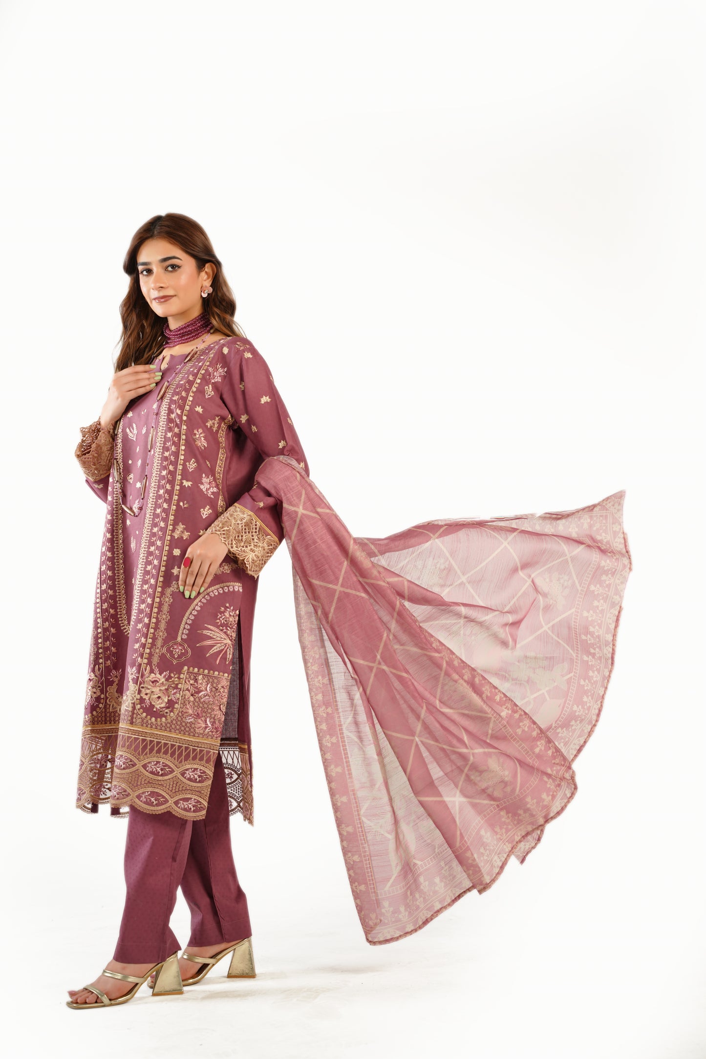 Anaya Noor Fancy Jacquard Cotton Emb-3PC