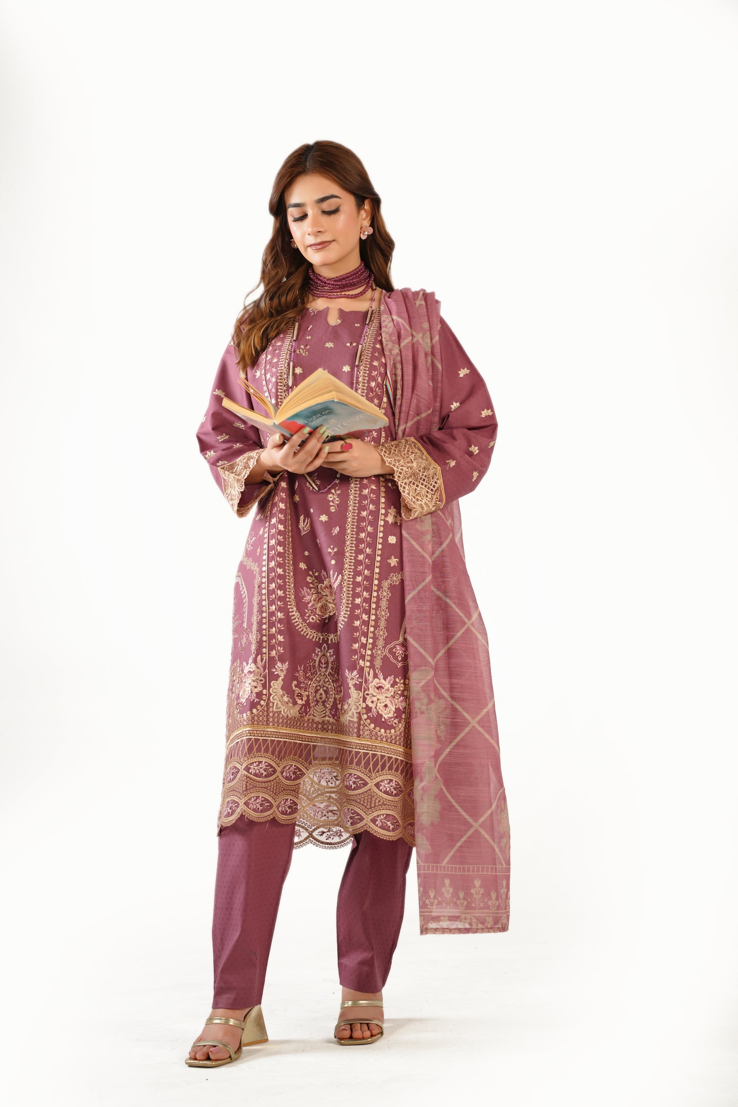 Anaya Noor Fancy Jacquard Cotton Emb-3PC