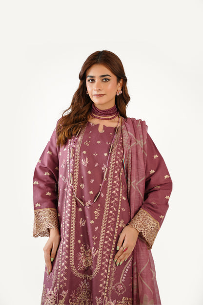 Anaya Noor Fancy Jacquard Cotton Emb-3PC