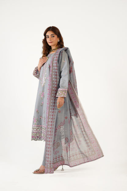 Anaya Noor Fancy Jacquard Cotton Emb 3PC