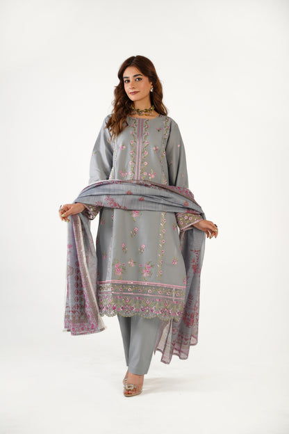 Anaya Noor Fancy Jacquard Cotton Emb 3PC