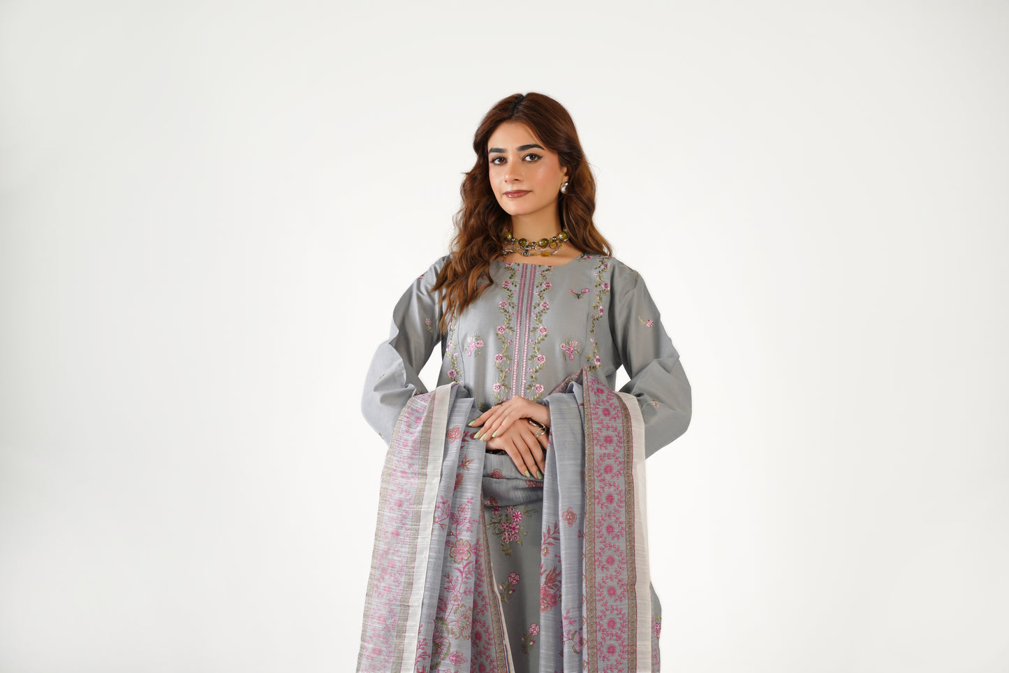 Anaya Noor Fancy Jacquard Cotton Emb 3PC
