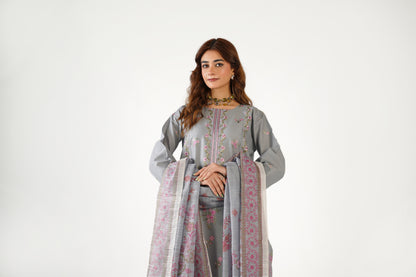 Anaya Noor Fancy Jacquard Cotton Emb 3PC