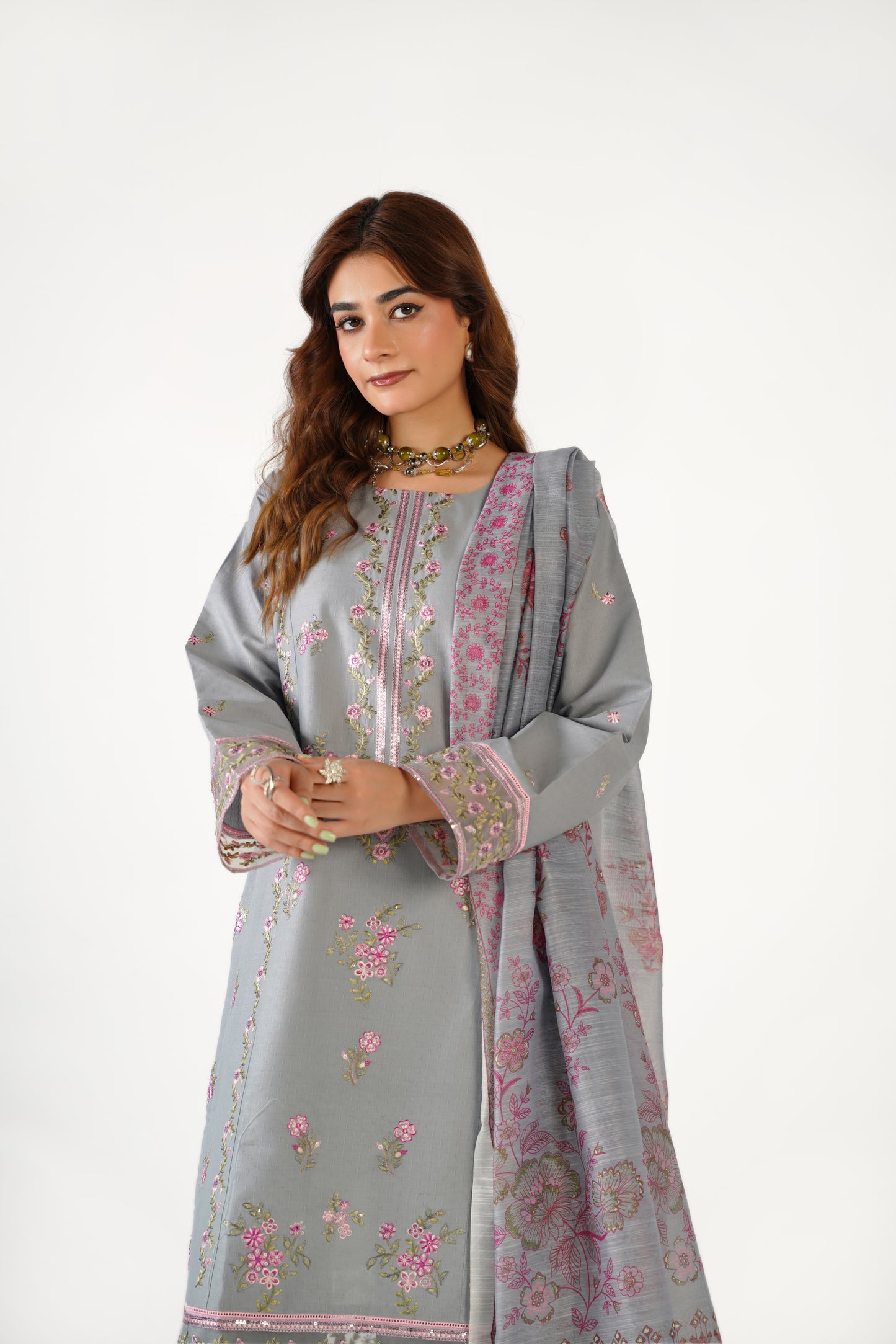 Anaya Noor Fancy Jacquard Cotton Emb 3PC