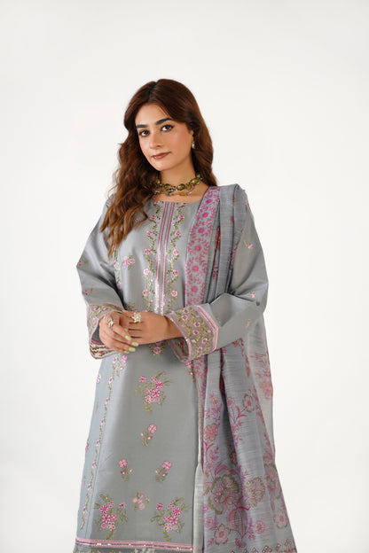 Anaya Noor Fancy Jacquard Cotton Emb 3PC