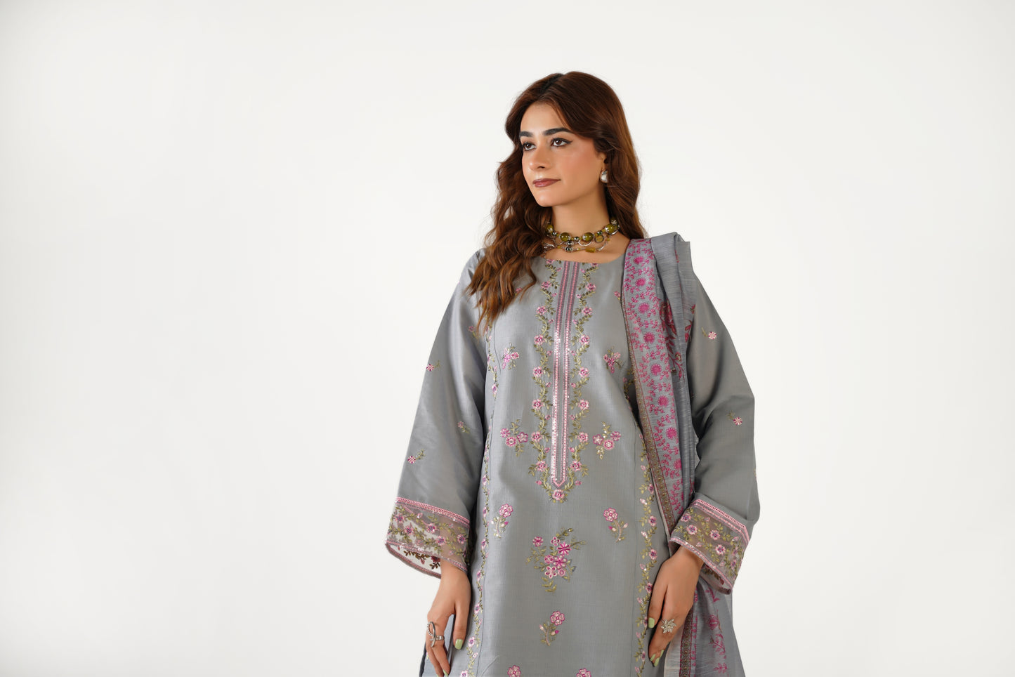 Anaya Noor Fancy Jacquard Cotton Emb 3PC