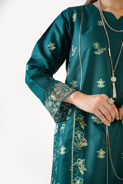 Anaya Noor Fancy Jacquard Cotton Emb 3PC