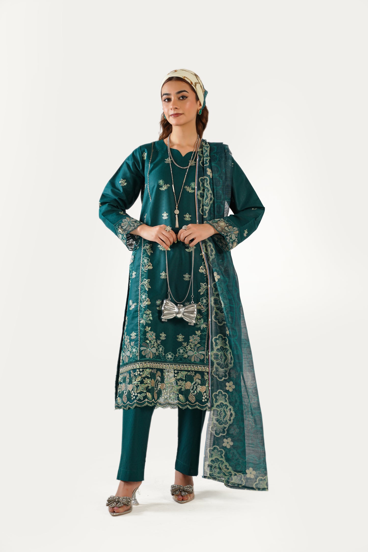 Anaya Noor Fancy Jacquard Cotton Emb 3PC
