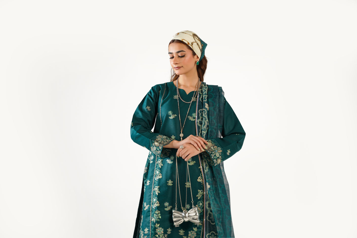 Anaya Noor Fancy Jacquard Cotton Emb 3PC