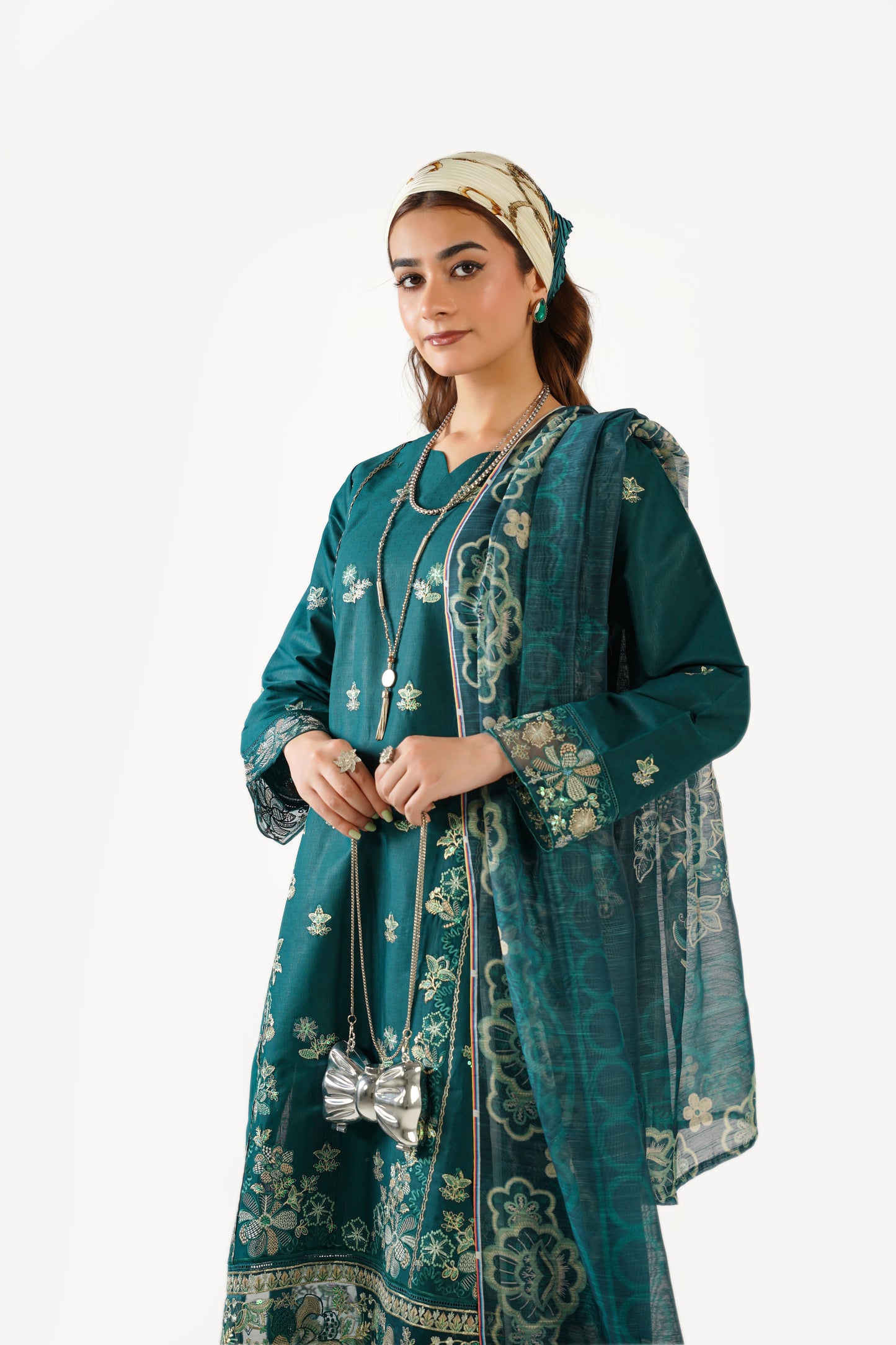 Anaya Noor Fancy Jacquard Cotton Emb 3PC
