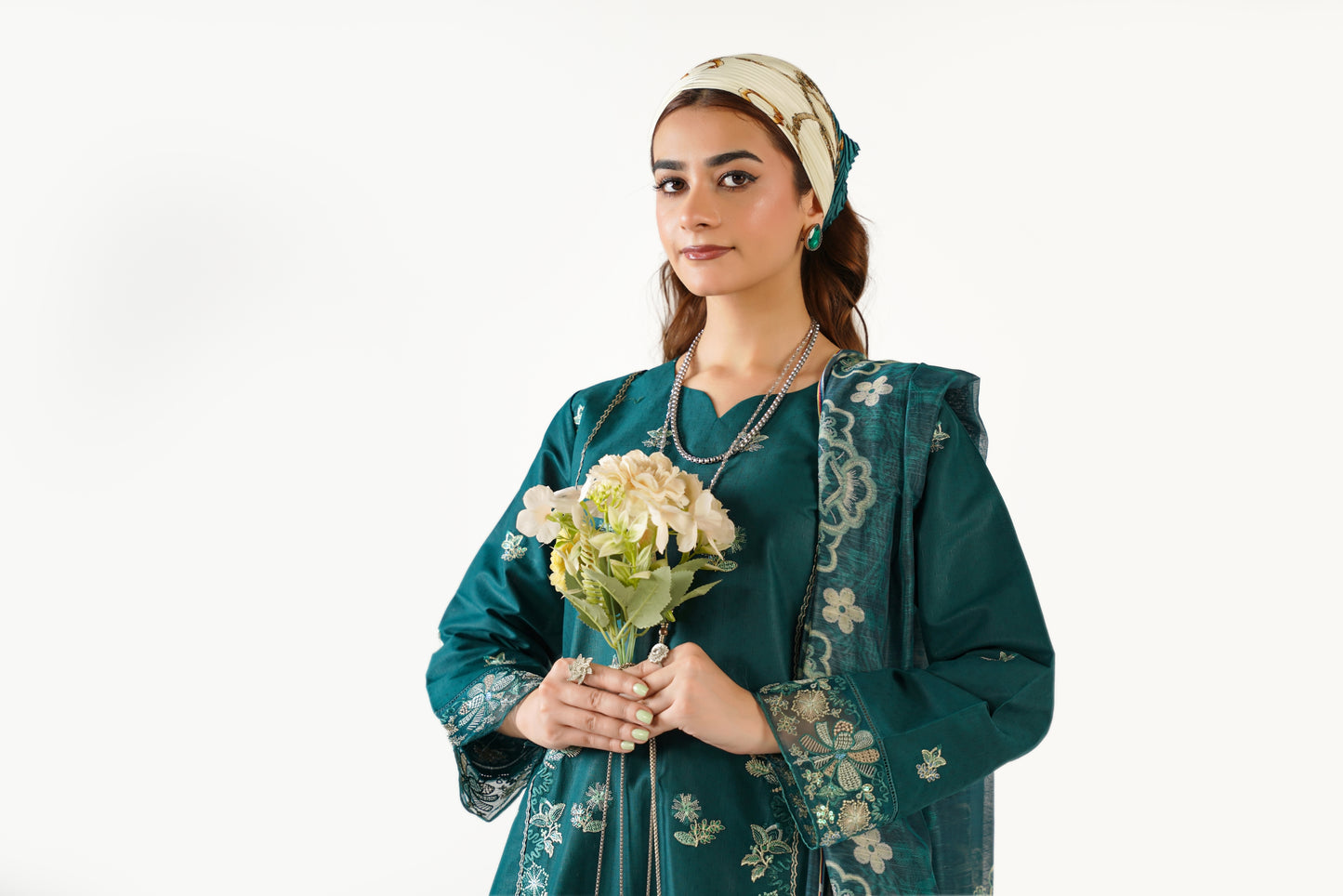 Anaya Noor Fancy Jacquard Cotton Emb 3PC