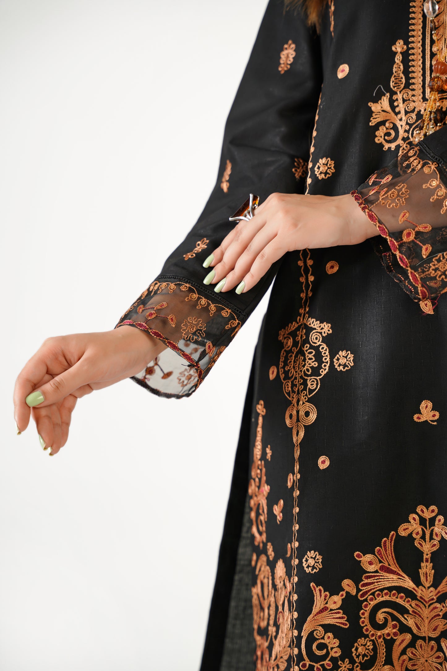 Anaya Noor Fancy Jacquard Cotton Emb 3PC