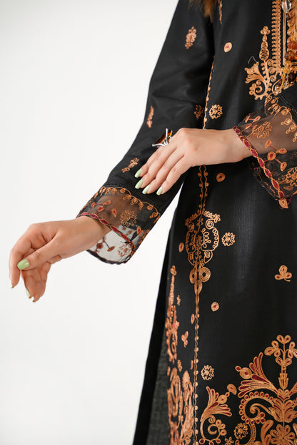 Anaya Noor Fancy Jacquard Cotton Emb 3PC